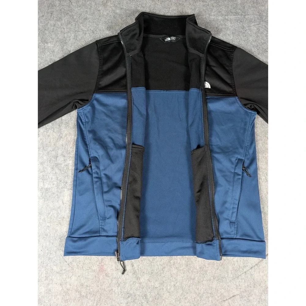The North Face Mens Full Zip Colorblock Track Jacket Blue Black Mock Neck